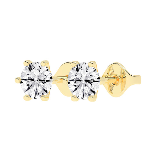1.25Ct Round Shape Gold Solitaire Studs Earrings