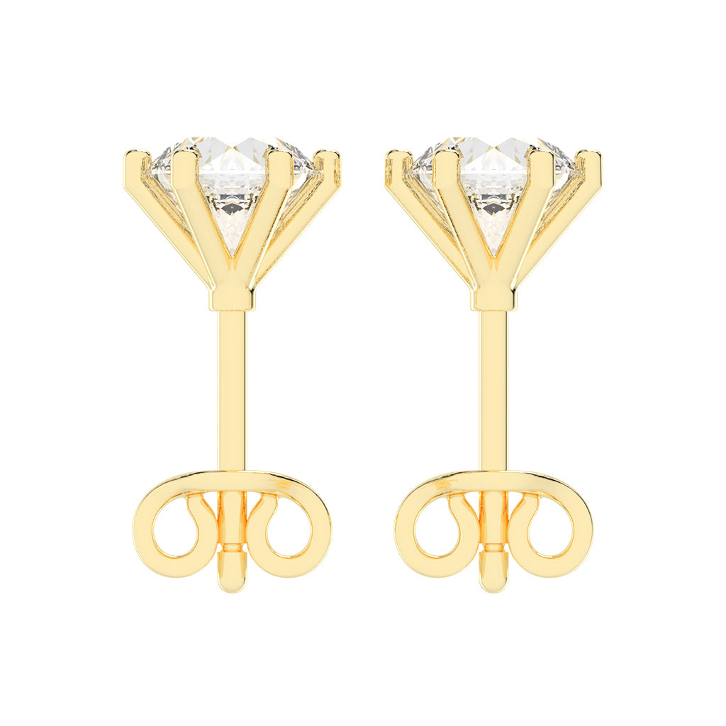 1.25Ct Round Shape Gold Solitaire Studs Earrings