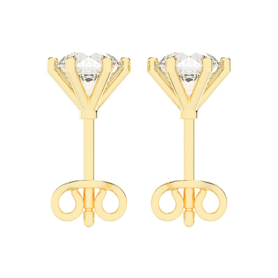 1.25Ct Round Shape Gold Solitaire Studs Earrings