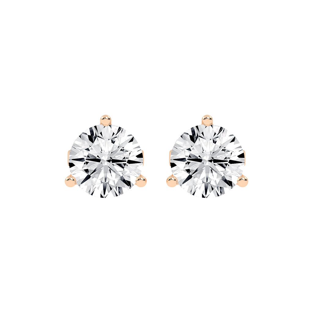 2.25Ct Round Shape Rose Gold Solitaire Studs Earrings