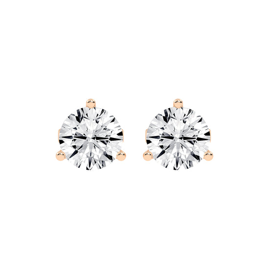 2.25Ct Round Shape Rose Gold Solitaire Studs Earrings