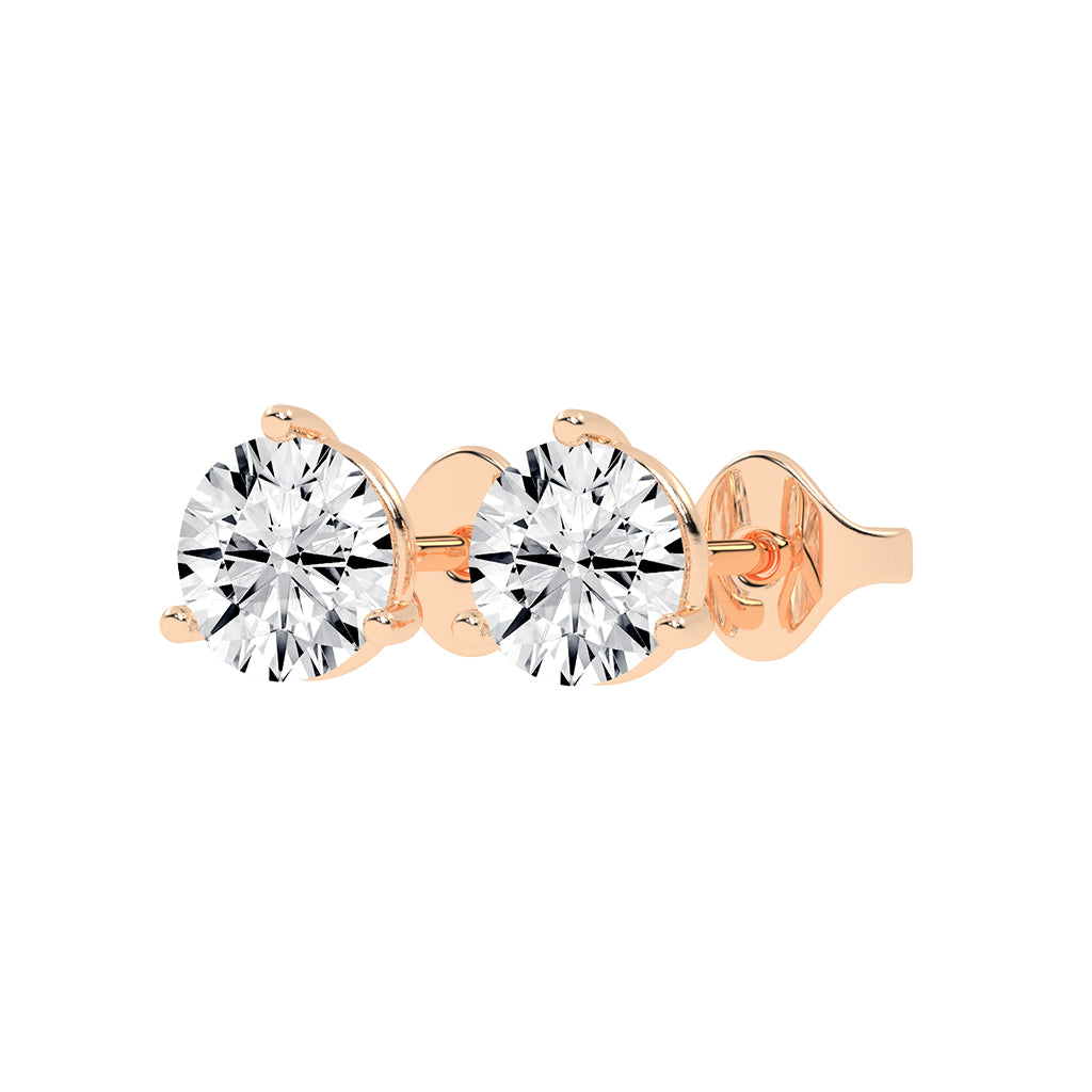 2.25Ct Round Shape Rose Gold Solitaire Studs Earrings