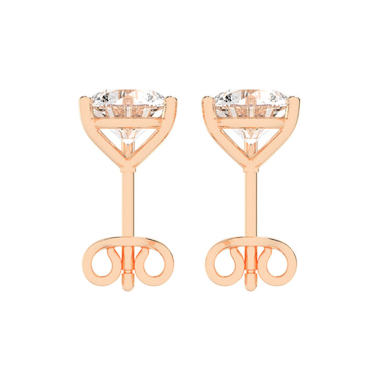 2.25Ct Round Shape Rose Gold Solitaire Studs Earrings