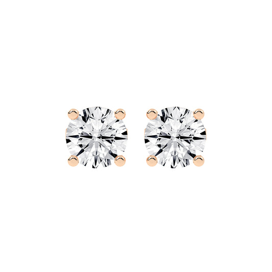 2Ct Round Shape Yellow Gold Solitaire Studs Earrings