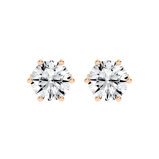 2Ct Round Shape Gold Solitaire Studs Earrings