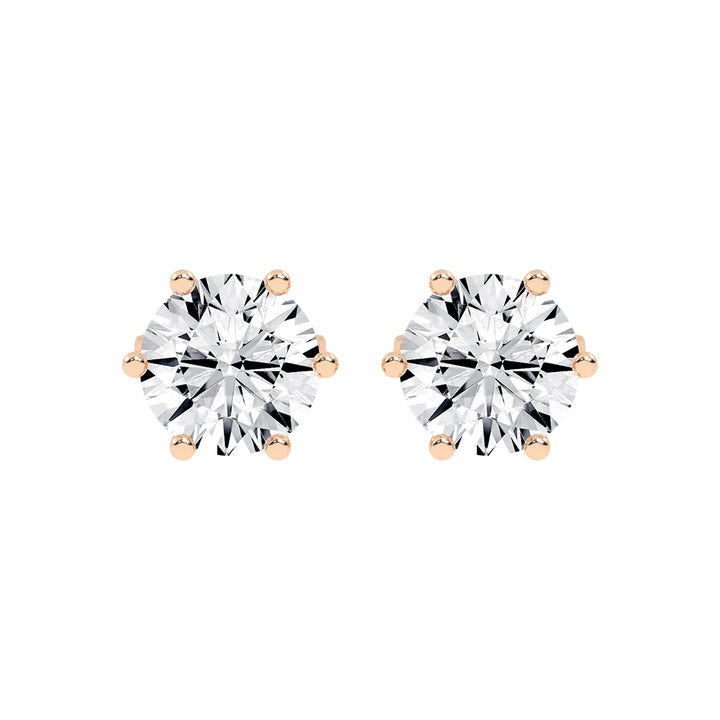 2Ct Round Shape Gold Solitaire Studs Earrings