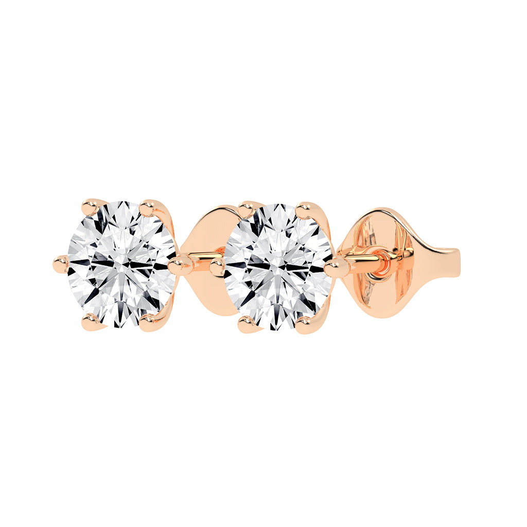 2Ct Round Shape Gold Solitaire Studs Earrings
