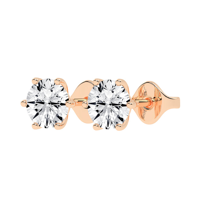 2Ct Round Shape Gold Solitaire Studs Earrings