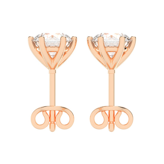 2Ct Round Shape Gold Solitaire Studs Earrings