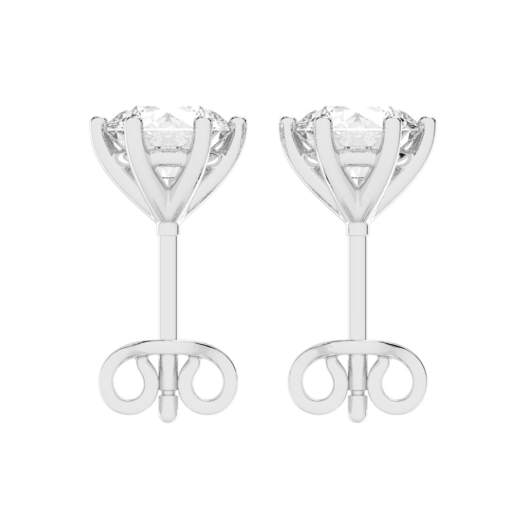 2Ct Round Shape Gold Solitaire Studs Earrings