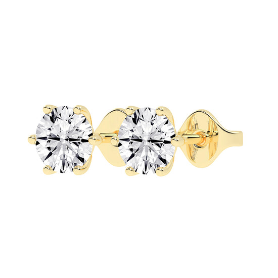 2Ct Round Shape Gold Solitaire Studs Earrings