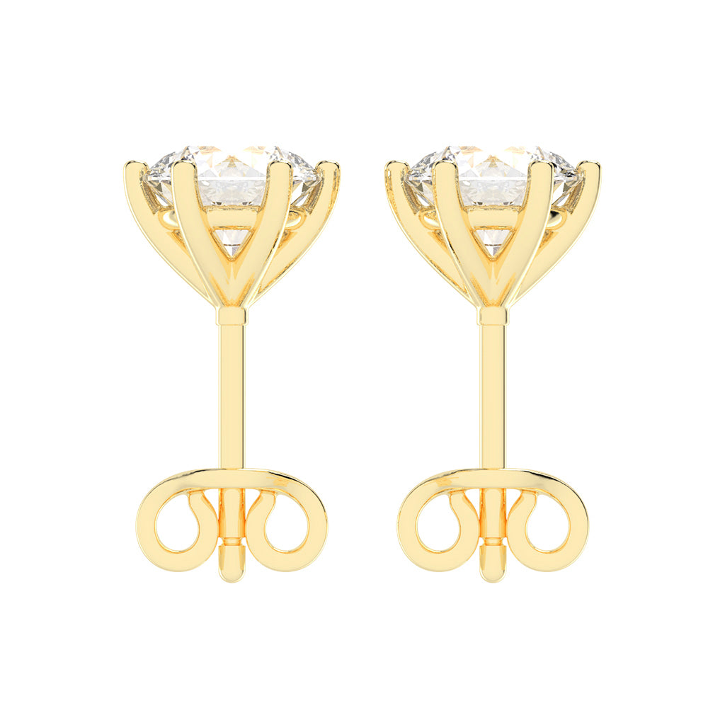 2Ct Round Shape Gold Solitaire Studs Earrings