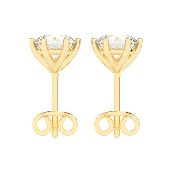 2Ct Round Shape Gold Solitaire Studs Earrings