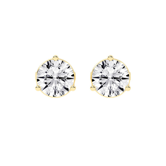 2Ct Round Shape Yellow Gold Solitaire Studs Earrings
