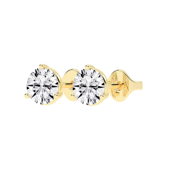 2Ct Round Shape Yellow Gold Solitaire Studs Earrings