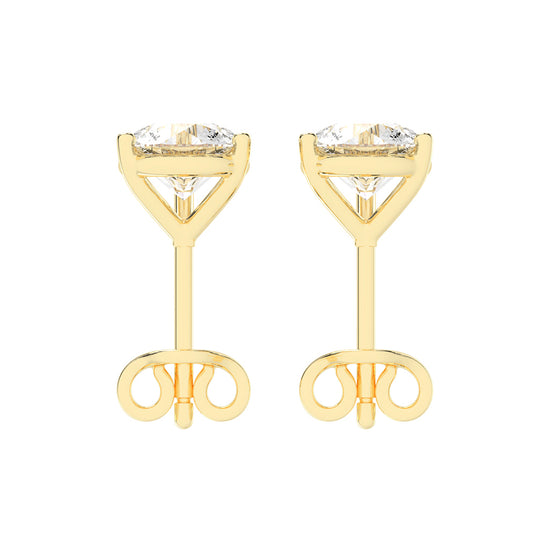 2Ct Round Shape Yellow Gold Solitaire Studs Earrings