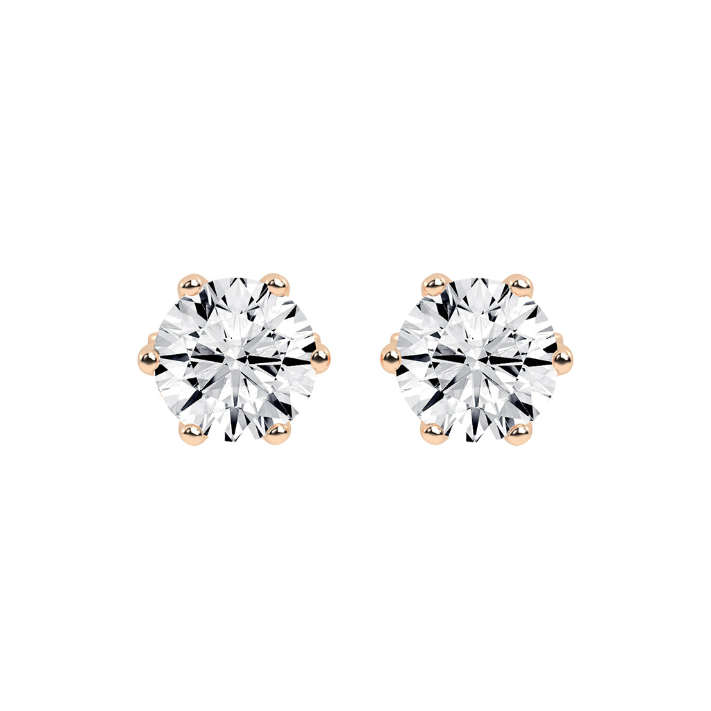2Ct Round Shape Gold Solitaire Studs Earrings