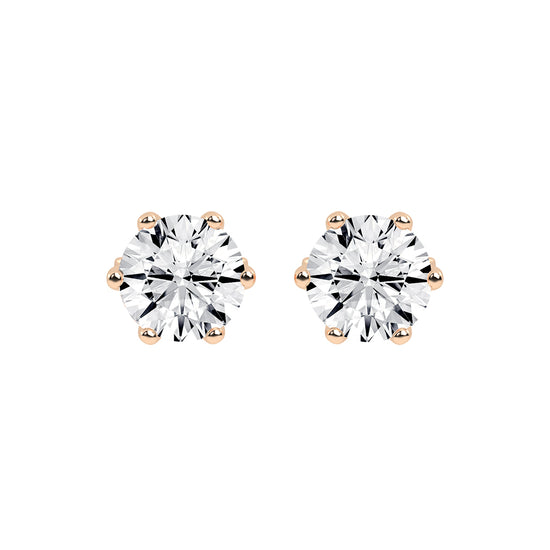 2Ct Round Shape Gold Solitaire Studs Earrings