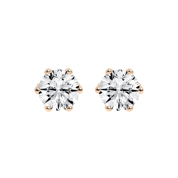 2Ct Round Shape Gold Solitaire Studs Earrings