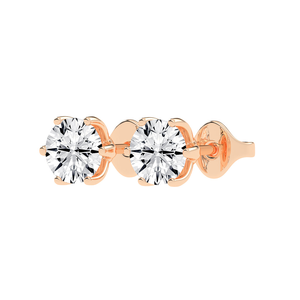 2Ct Round Shape Gold Solitaire Studs Earrings