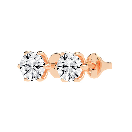 2Ct Round Shape Gold Solitaire Studs Earrings