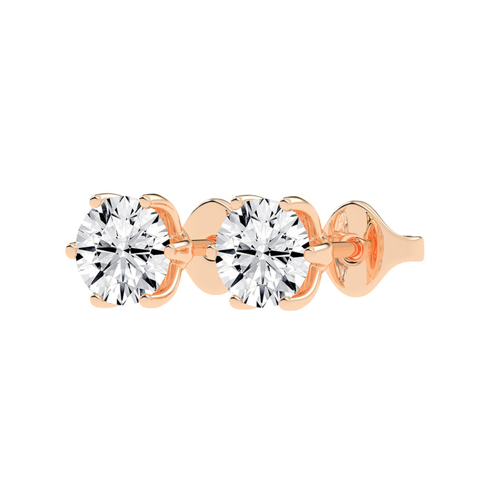 2Ct Round Shape Gold Solitaire Studs Earrings