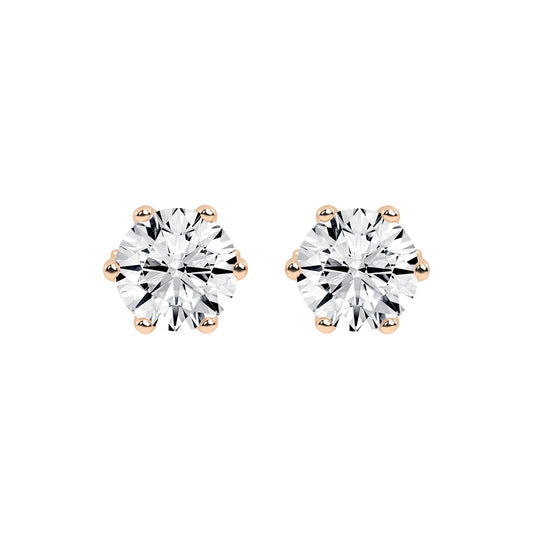 2Ct Round Shape Gold Solitaire Studs Earrings