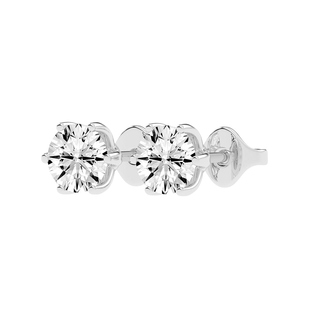 2Ct Round Shape Gold Solitaire Studs Earrings