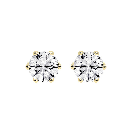 2Ct Round Shape Gold Solitaire Studs Earrings