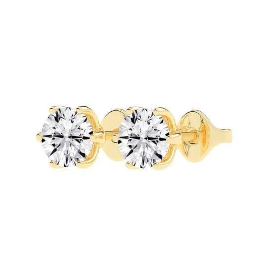 2Ct Round Shape Gold Solitaire Studs Earrings