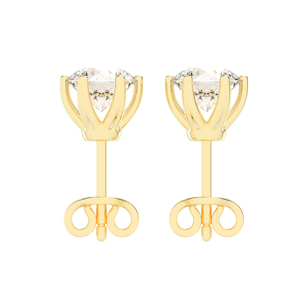2Ct Round Shape Gold Solitaire Studs Earrings
