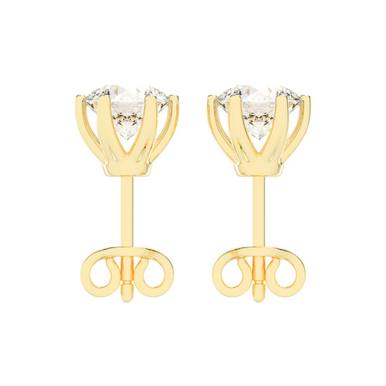 2Ct Round Shape Gold Solitaire Studs Earrings
