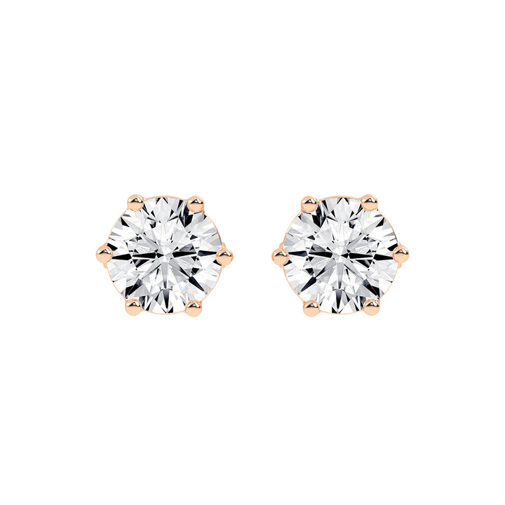 2Ct Round Shape Rose Gold Solitaire Studs Earrings