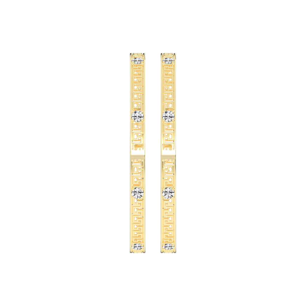 Luxury Diamond Accented Greek Key Eternity Bangle Bracelet  Elegant Yellow Gold Geometric Statement Jewelry