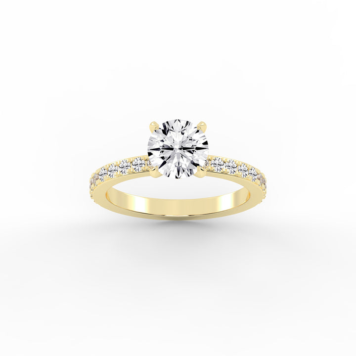 Hidden-Halo Solitaire 925 Silver 18k Gold Plated Pavé Statement Ring