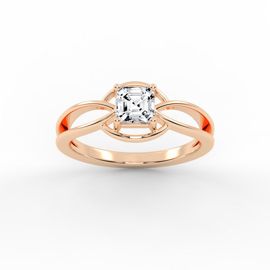 Solavira Square Emerald cut solitaire lab diamond ring