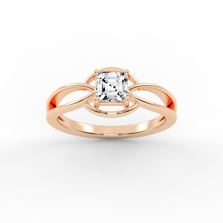Solavira Square Emerald cut solitaire lab diamond ring