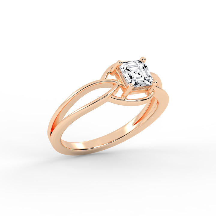 Solavira Square Emerald cut solitaire lab diamond ring