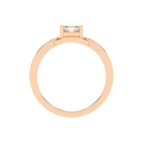 Solavira Square Emerald cut solitaire lab diamond ring