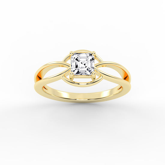 Solavira Square Emerald cut solitaire lab diamond ring
