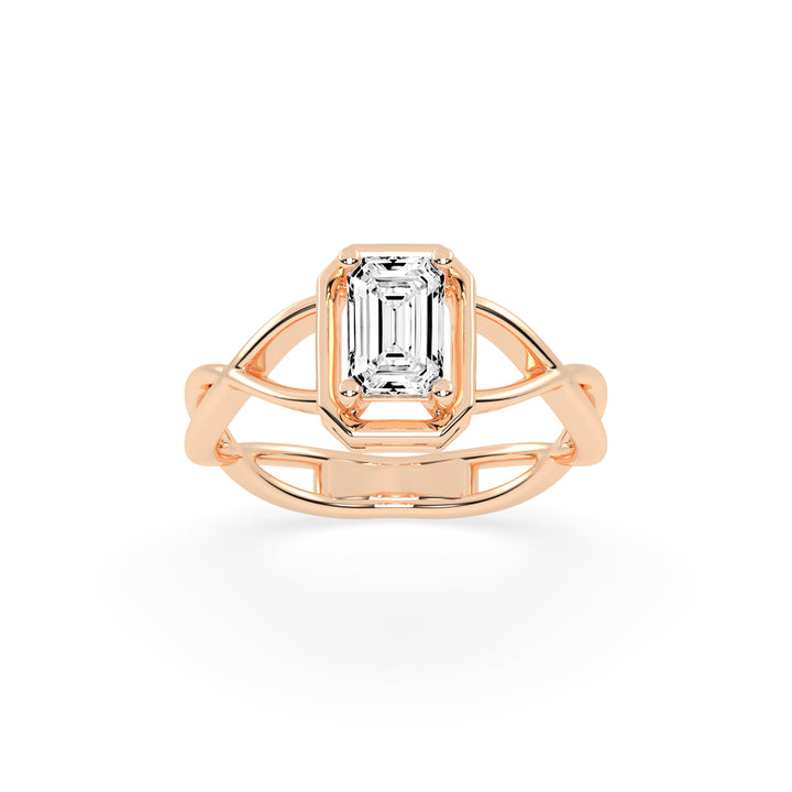 Soltrista criss - cross radiant cut solitaire lab diamond ring