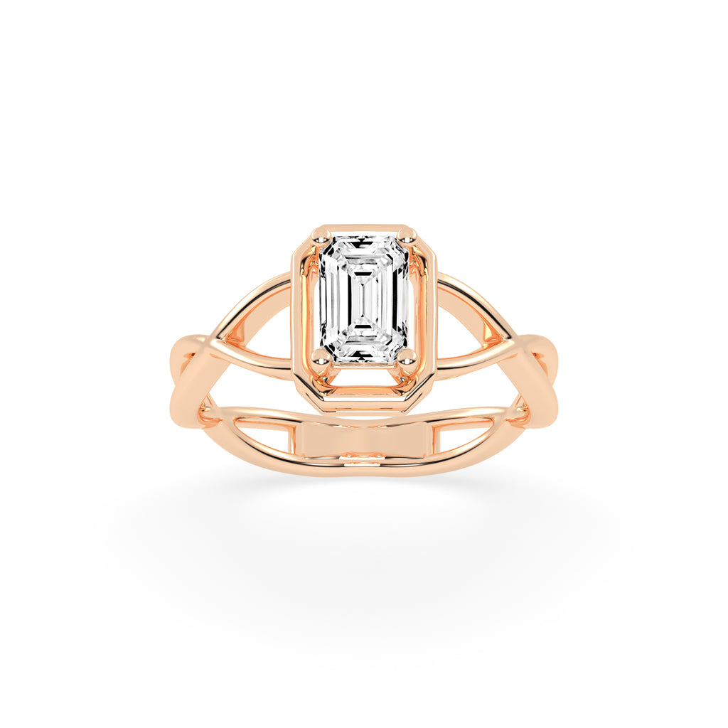 Soltrista criss  cross radiant cut solitaire lab diamond ring