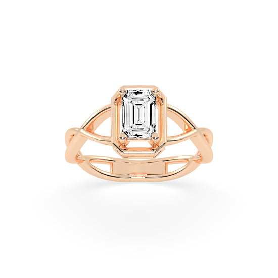 Soltrista criss  cross radiant cut solitaire lab diamond ring