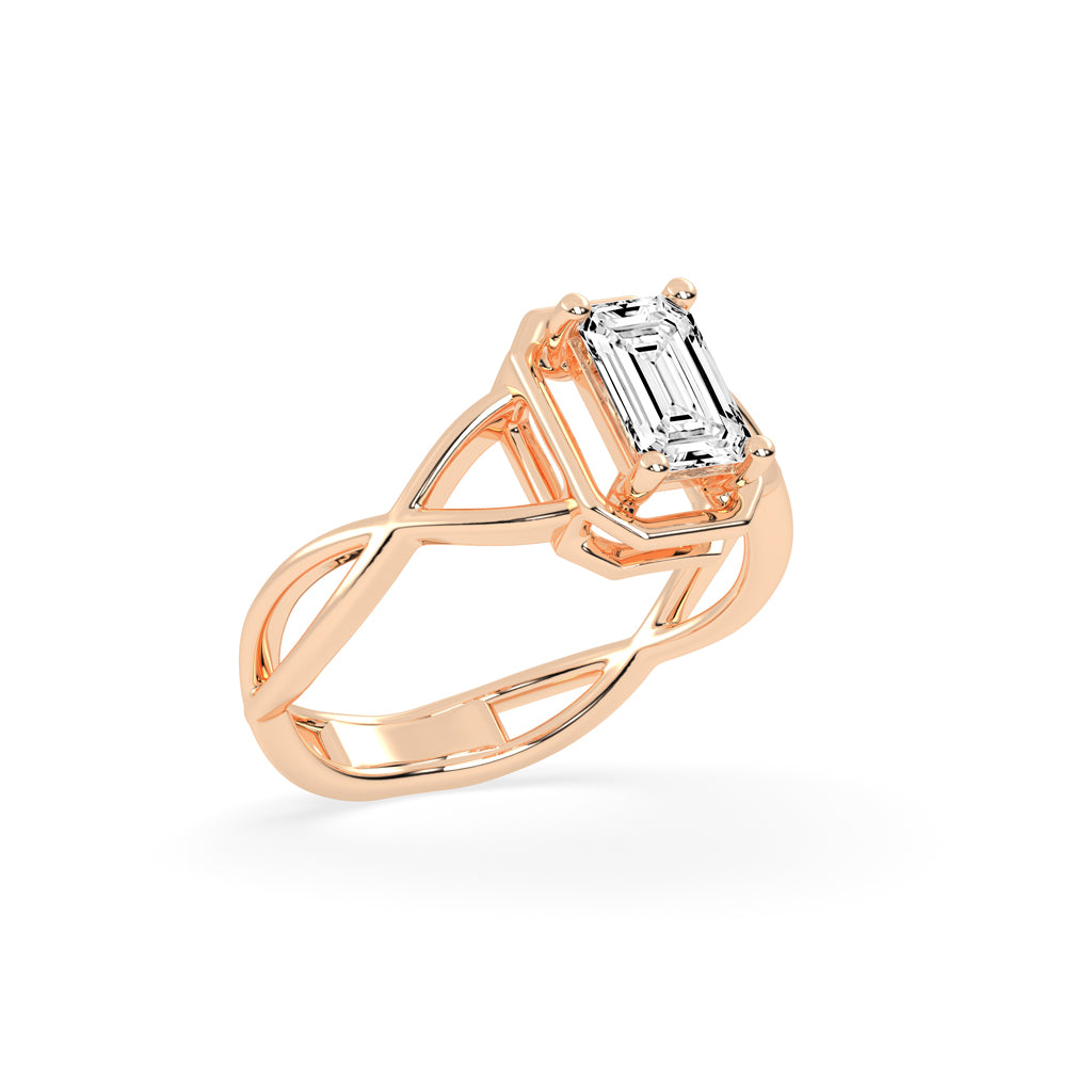 Soltrista criss  cross radiant cut solitaire lab diamond ring