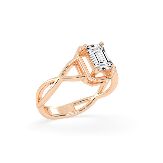 Soltrista criss  cross radiant cut solitaire lab diamond ring
