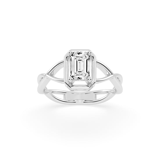 Soltrista criss  cross radiant cut solitaire lab diamond ring