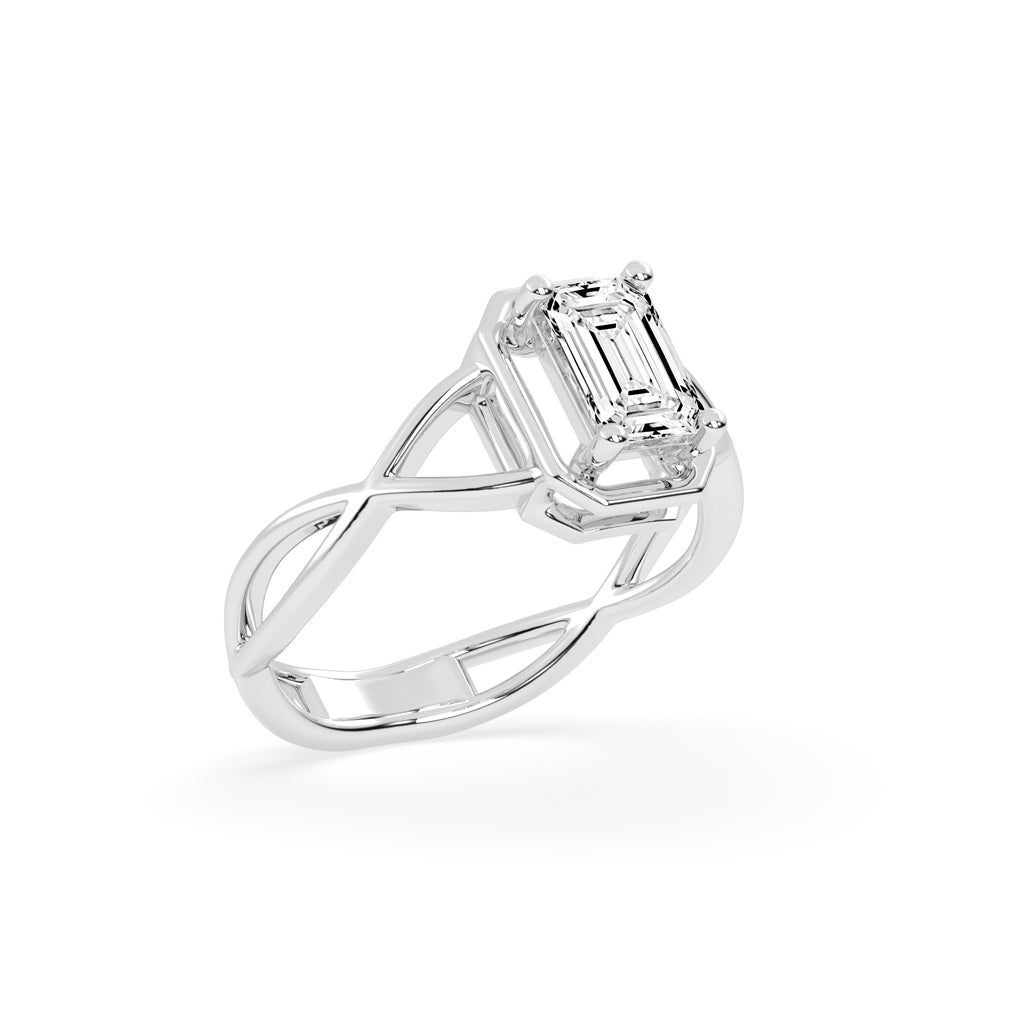 Soltrista criss  cross radiant cut solitaire lab diamond ring