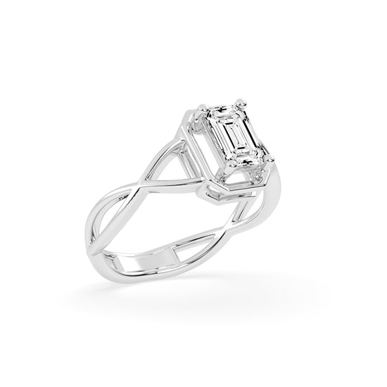 Soltrista criss  cross radiant cut solitaire lab diamond ring
