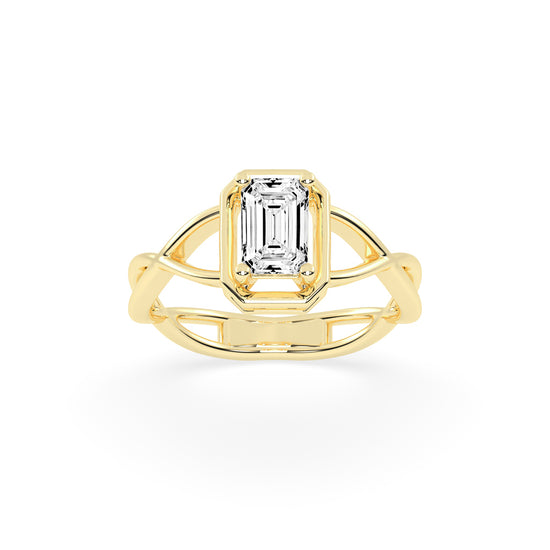 Soltrista criss - cross radiant cut solitaire lab diamond ring