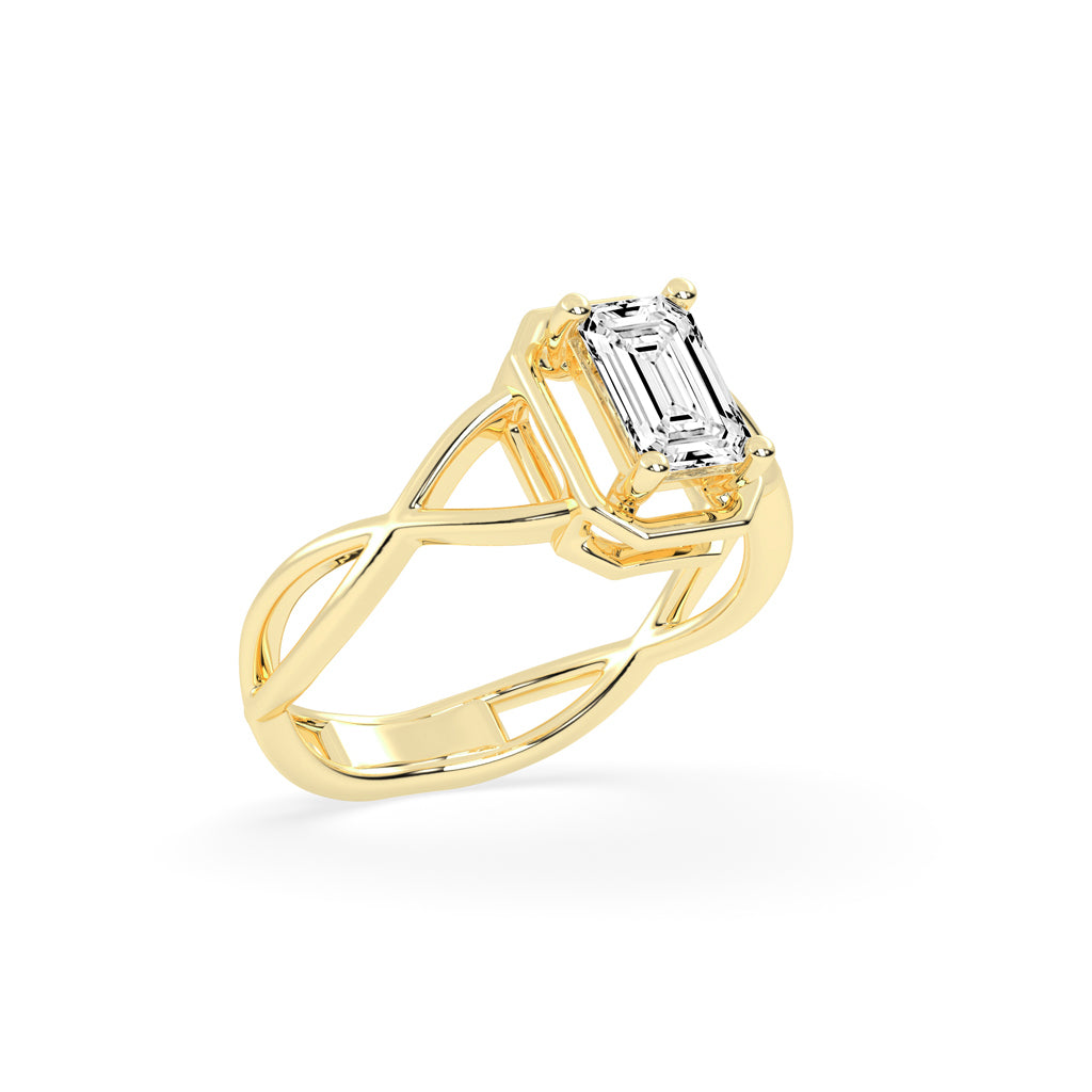 Soltrista criss - cross radiant cut solitaire lab diamond ring